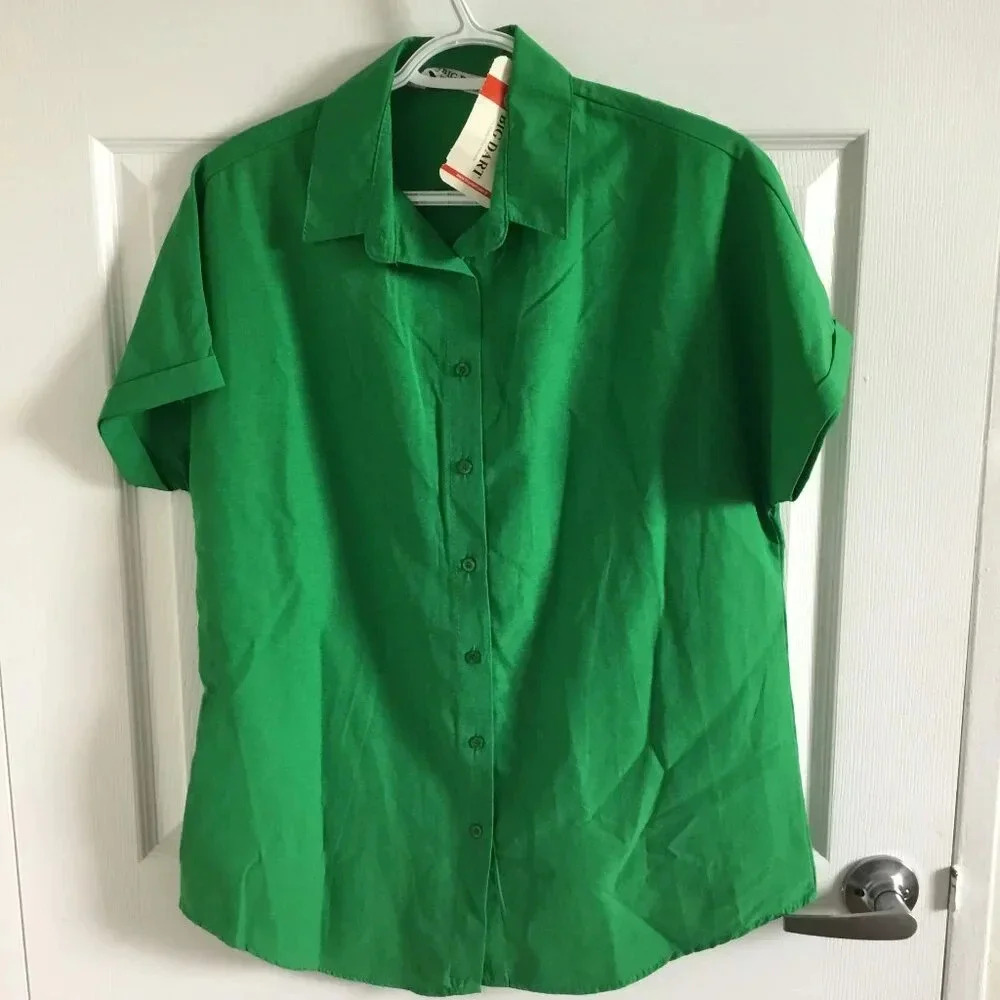 Button Up Shirt Chest Oversized | Business Casual | Green | US 4 - PTP 21.5"